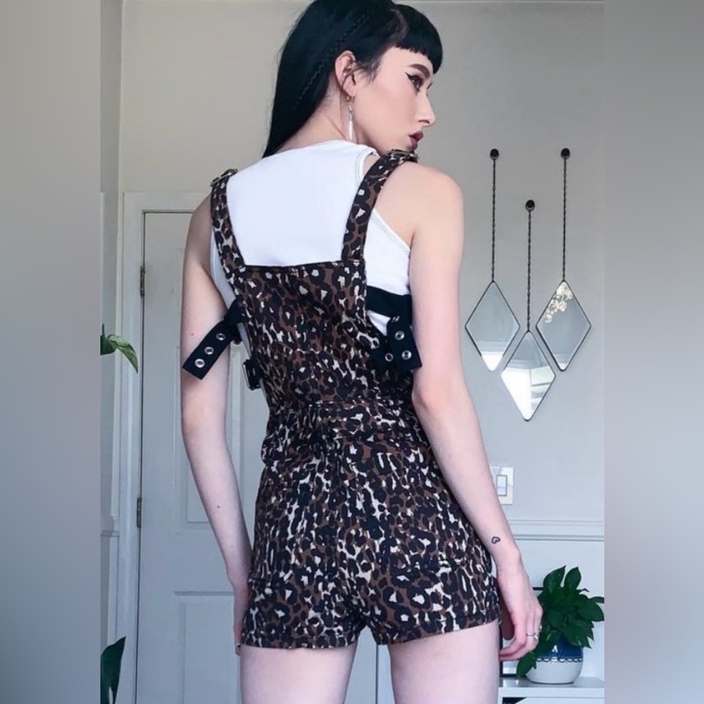 Tripp NYC ‘Daang Goodman’⛓️☠️ Animal Print Side Strappy Harness Overalls⛓️☠️